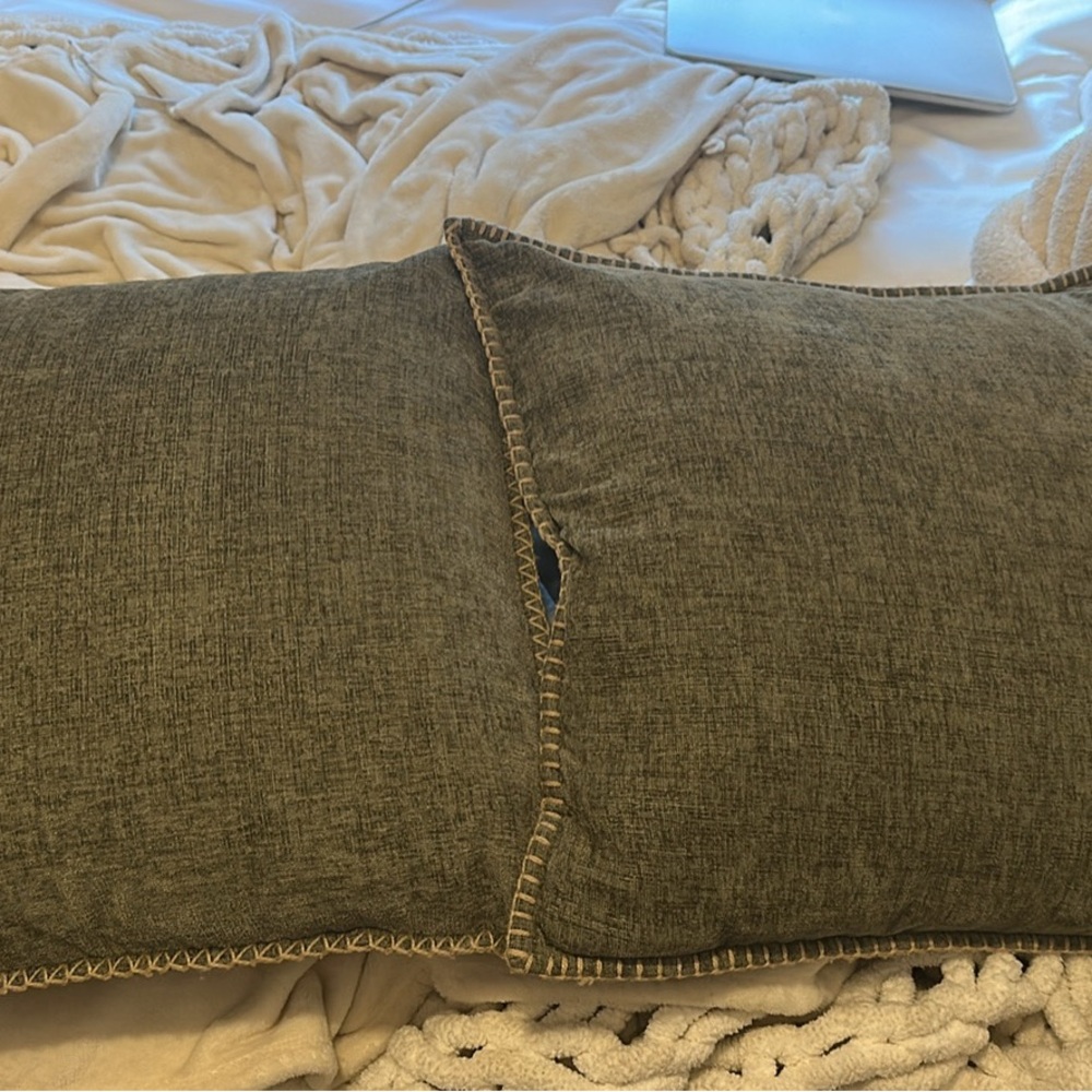 Green Textured Throw Pillow